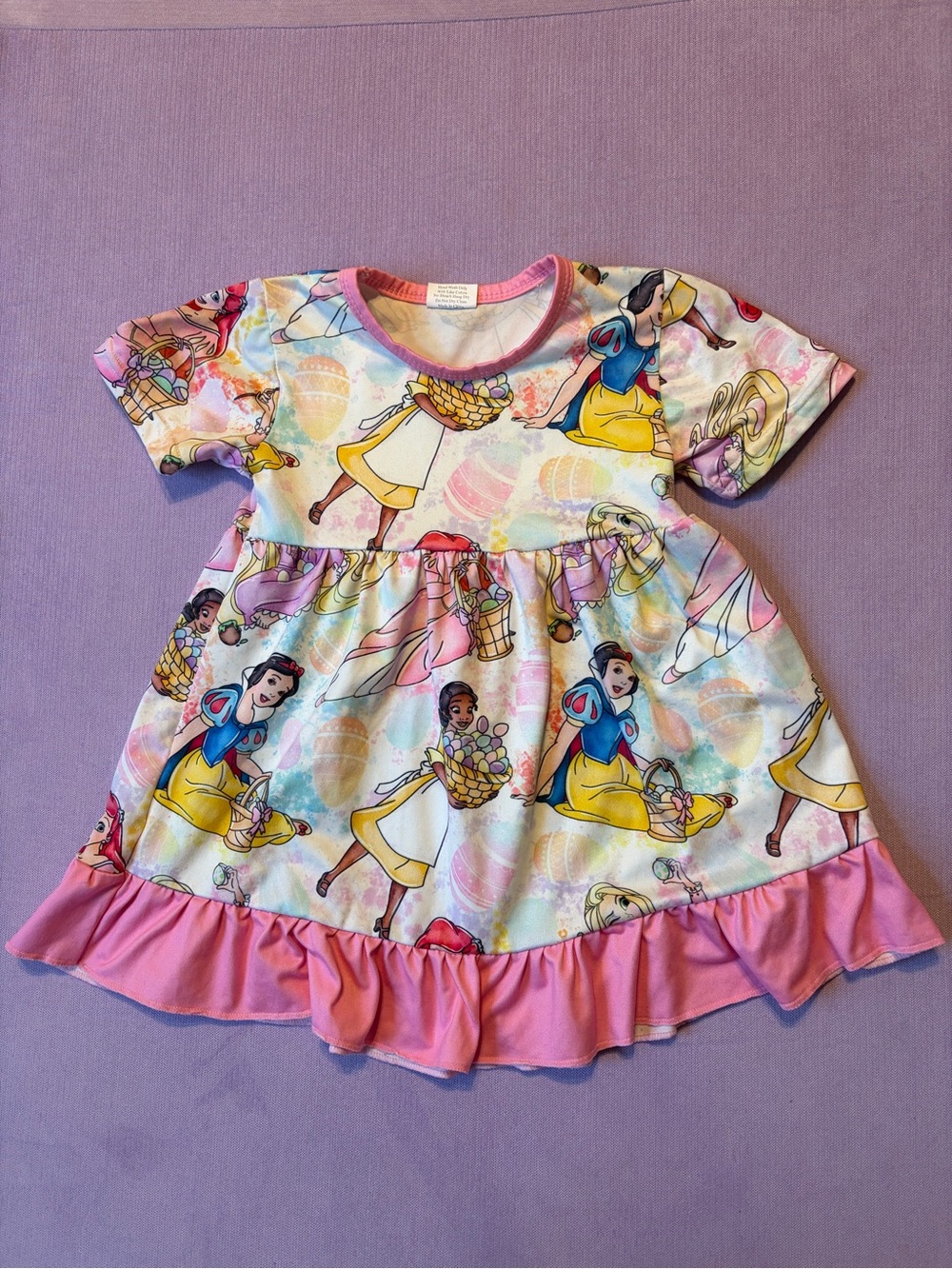 Girls Pink Easter Princess Print Dress
